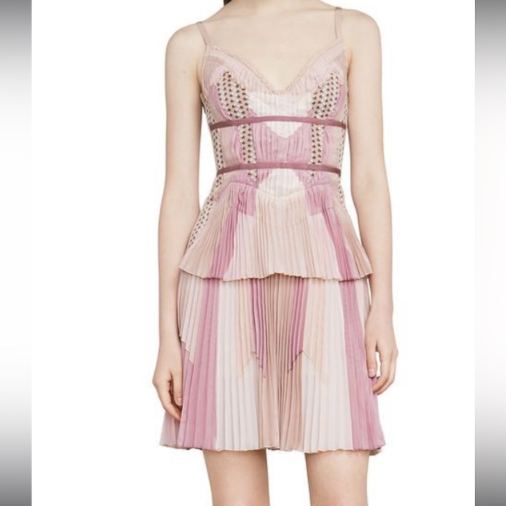 HERVE LEGER ALYSE COLOR BLOCKED JACQUARD BANDAGE DRESS